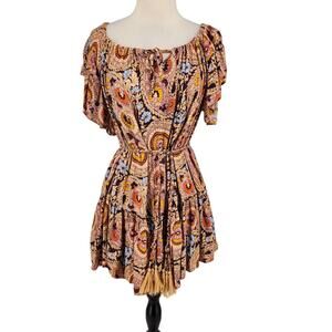 Cynthia Rowley Off-Shoulder Boho Mini Dress – Size Small